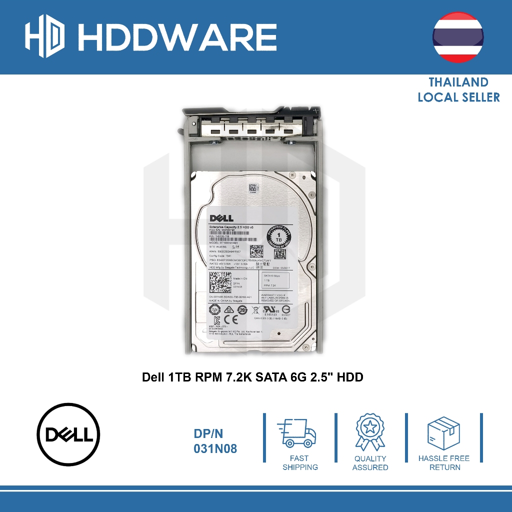 DELL 1TB 7.2K 6Gbps SATA 2.5 HDD // 31N08 // 031N08 // ST1000NX0423 // 1VE100-136