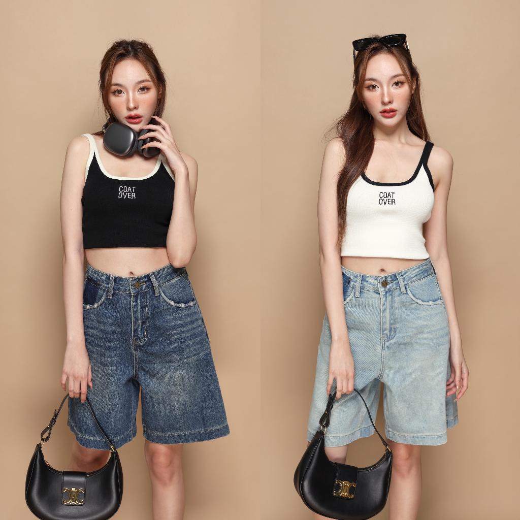 CO0835 กางเกงยีนส์ขา 3 ส่วนแต่งกระเป๋า UNISEX