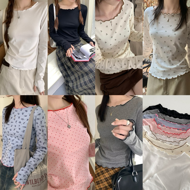 Somedays_closet l พร้อมส่ง Mayu Top เสื้อยืดแขนยาวสไตล์มินิมอล ทรงสวยเข้ารูปนิดๆใส่แล้วดูเพรียวเอวเล็กเอวน้อย