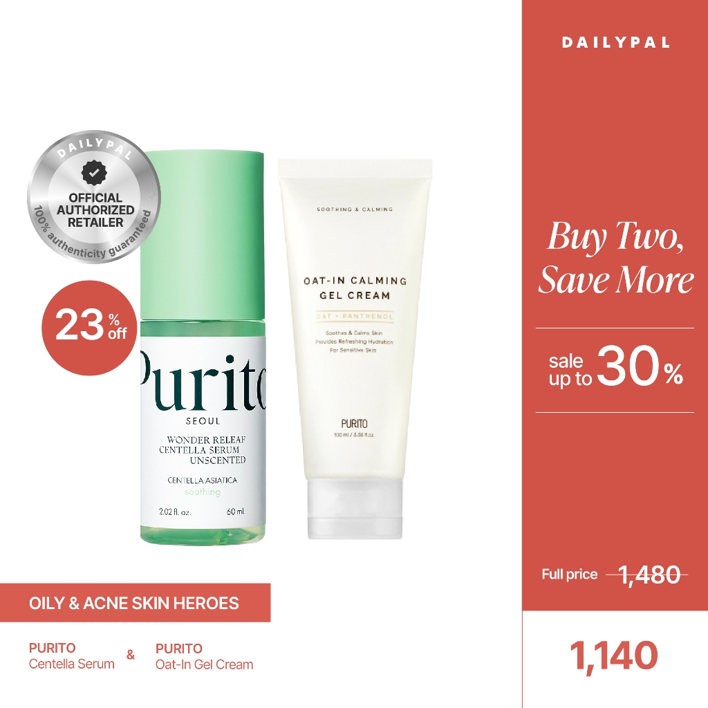Oily & Acne Skin Heroes Set FULL SIZE [PURITO Centella Serum + Oat-In Gel Cream]