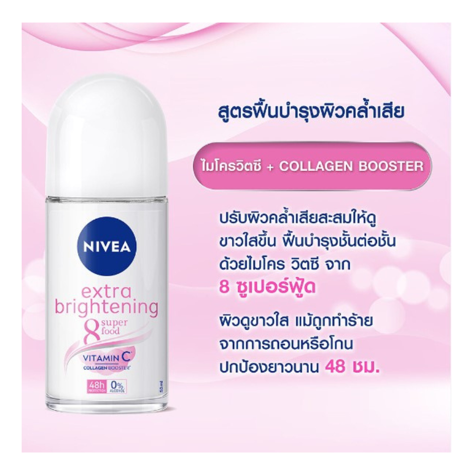 นีเวีย โรลออน ผลิตภัณฑ์ลดเหงื่อและระงับกลิ่นกาย(สำหรับผู้หญิง) ขนาด 50 มล.**แพ็คคู่**