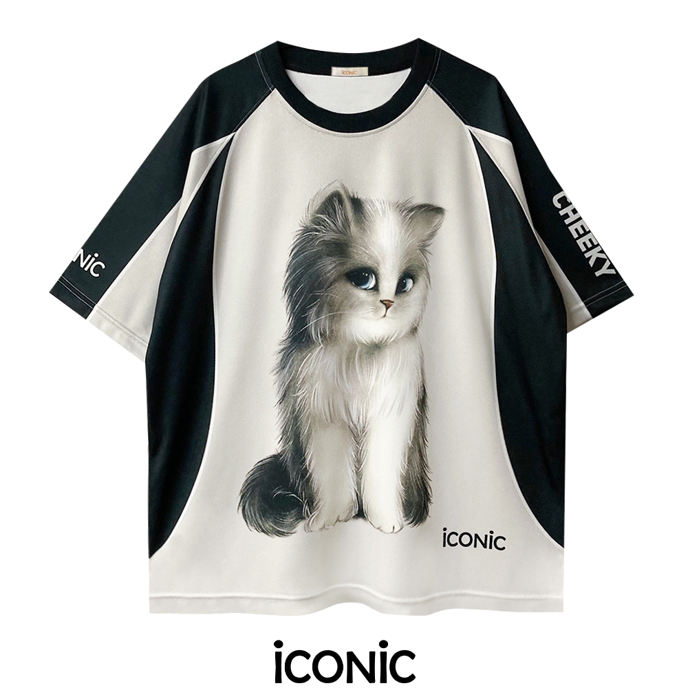 iCONiC COLA T-SHIRT OVERSIZE #203060 สีเทา ดำ เสื้อยืด กีฬา พิมพ์ลาย แมว เปอร์เซีย PERSIAN เสื้อบอล เสื้อแฟชั่น