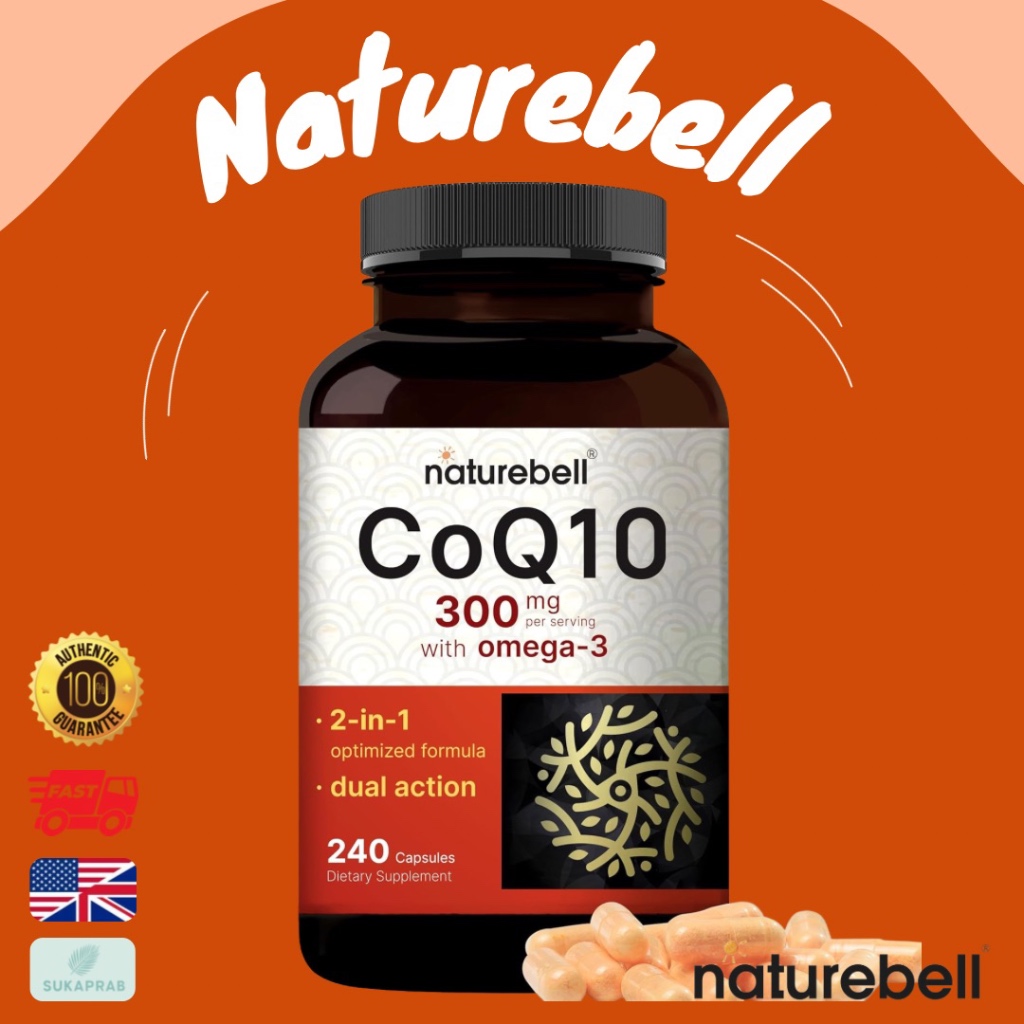 NatureBell CoQ10 (Ubiquinone) 300mg with Omega 3 Fatty Acids 240 Capsules