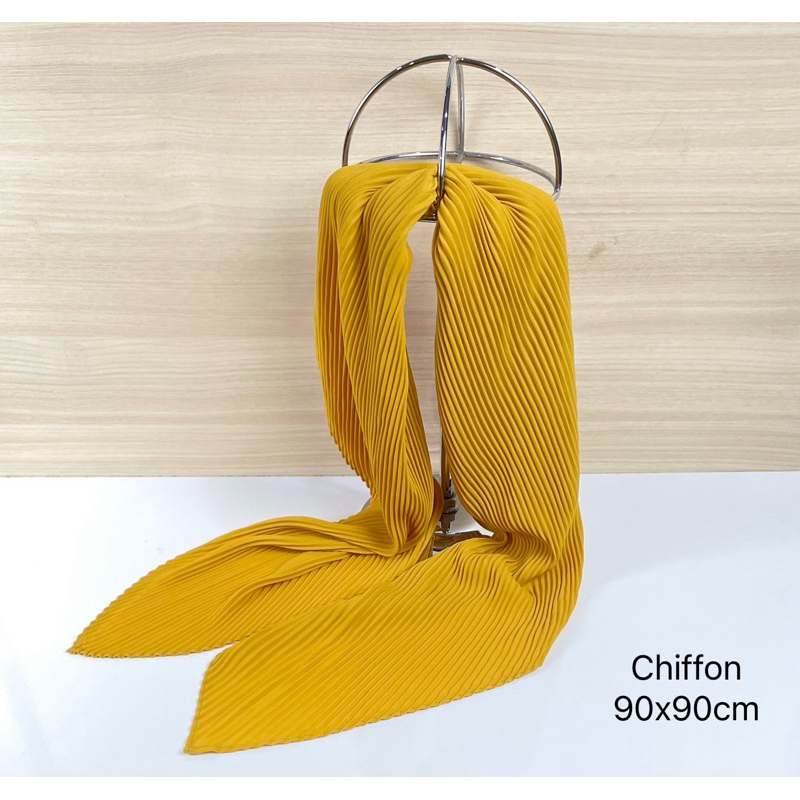 ผ้าคลุมผูกผมชีฟองอัดพลีท Head Scarf# ผ้าคลุมผม