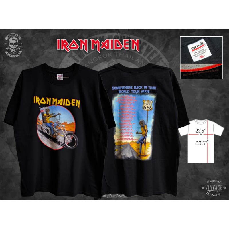 เสื้อวงแท้ Iron Maiden Somewhere Back In Time The World​ Tour 2008 T-Shirt Dead Stock​ แท้ใหม่มือหนึ