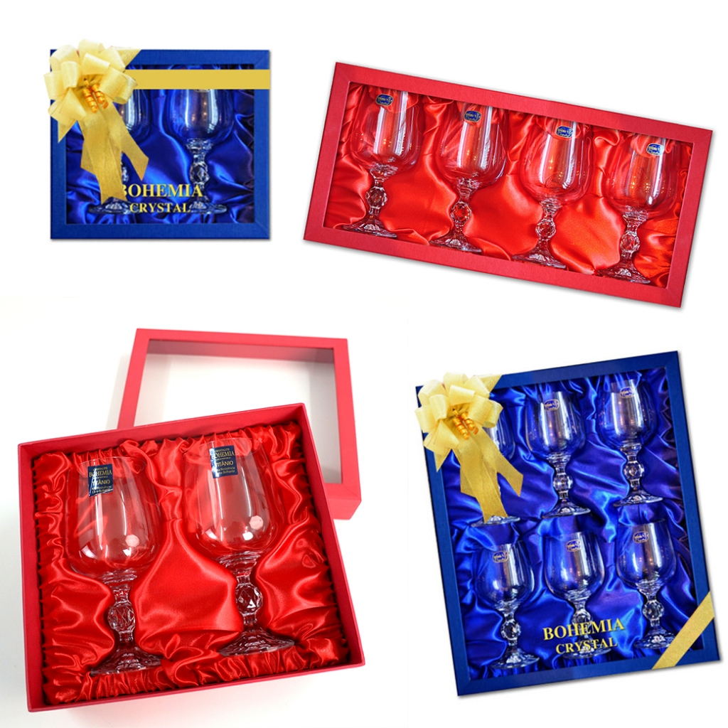 ชุดของขวัญแก้วไวน์ Bohemia Claudia 230 ml พร้อมกล่องของขวัญสุดหรูผูกโบว์ Box set