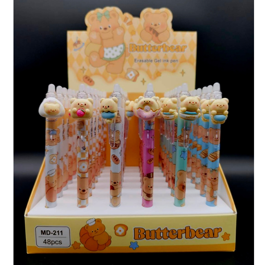 กล่อง 48 ด้ามปากกากดลบได้ (MD-211) ปากกากดลบได้ Butterbearหมึกน้ำเงิน เขียนลื่น แห้งไว ลบได้ เครื่องเขียน โรงเรียน