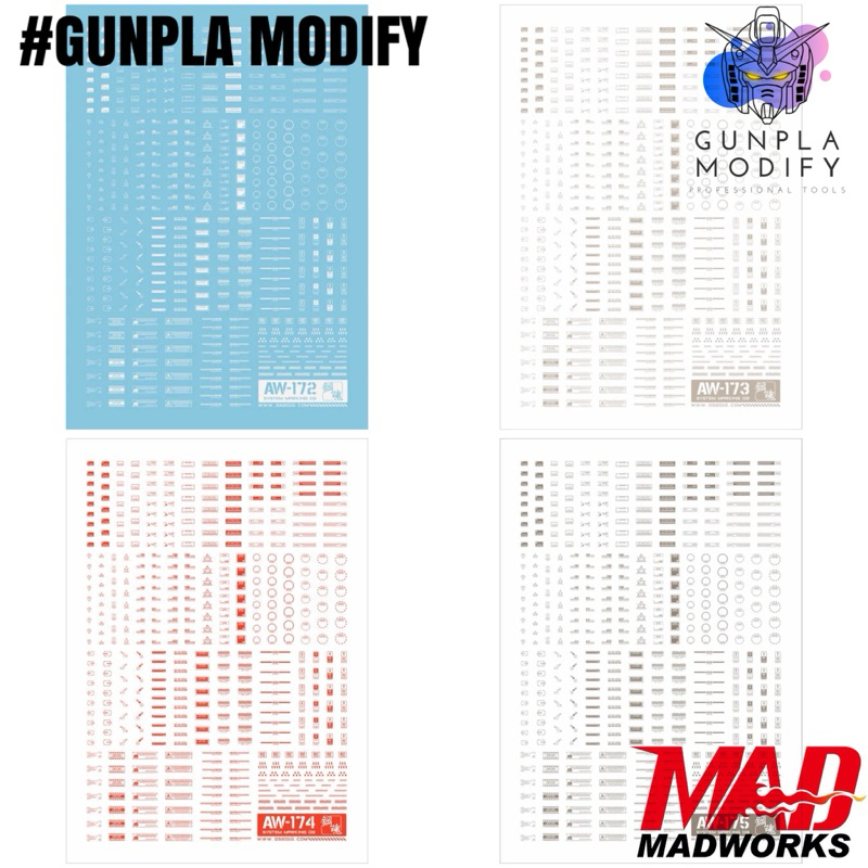 MADWORKS Detail-Up Decal 03 ดีคอลน้ำสำหรับกันดั้ม กันพลา สเกล 1/144&1/100