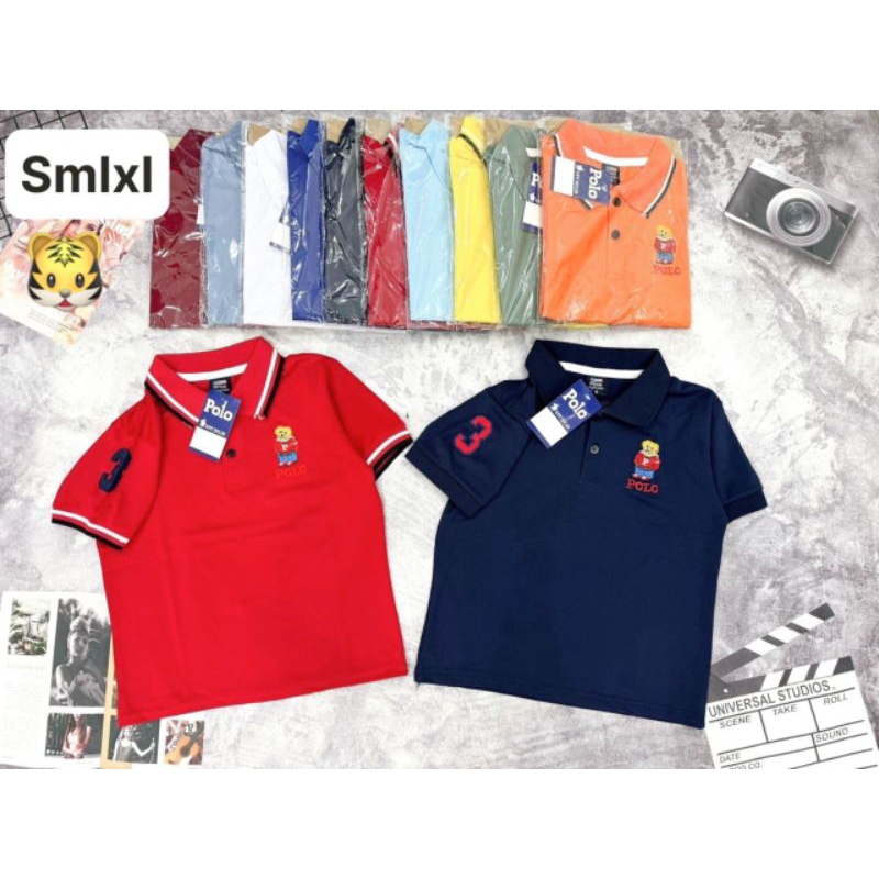 เสื้อคอปกเด็กผ้าโปโลปักลายที่อกและแขน**Sale**(PP50) (กรุ๊ปเล็ก)