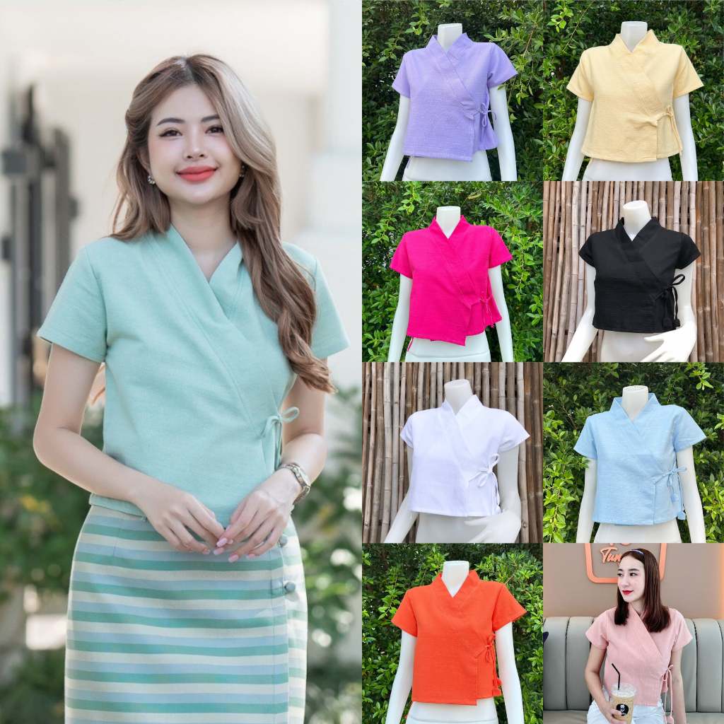 เสื้อเจ้านางแขนสั้น สายผูกใน ผูกนอก