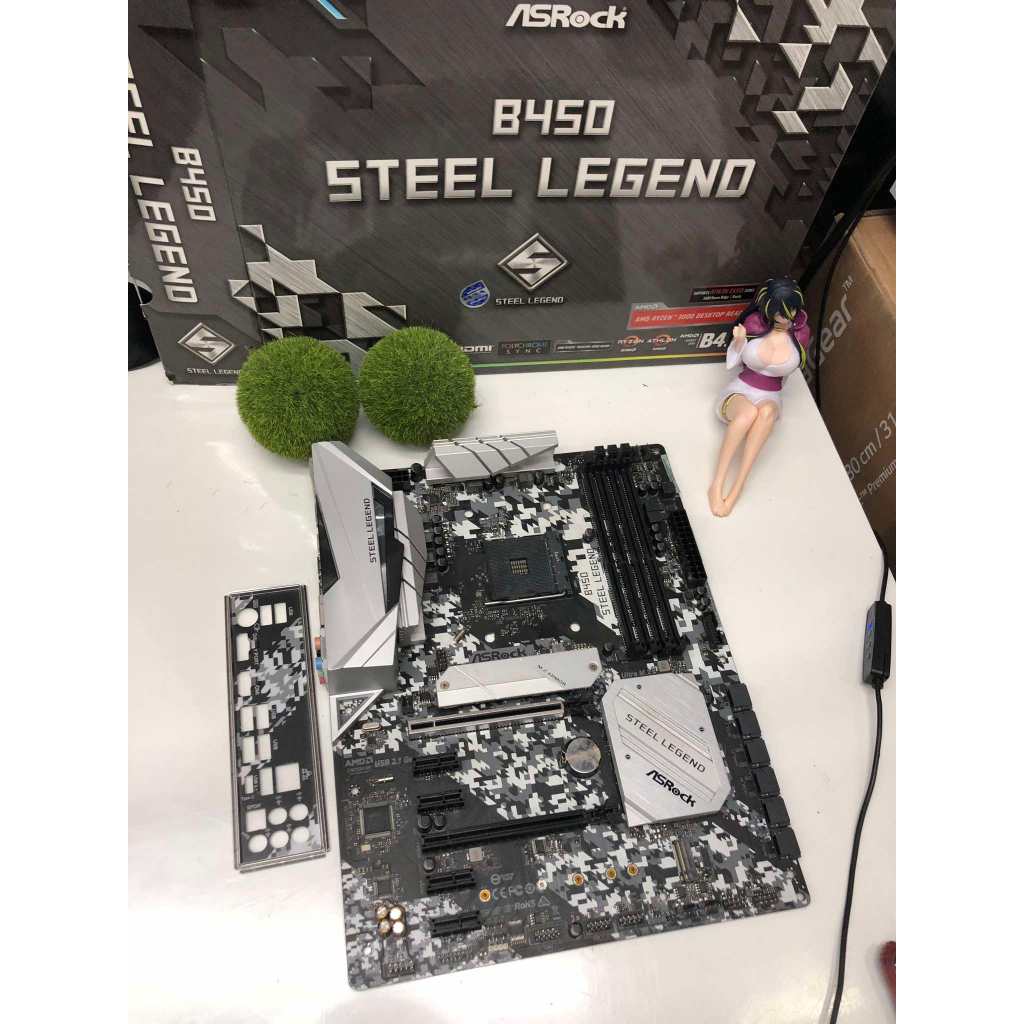 MAINBOARD(ASROCK B450 STEEL LEGEND am4  + cpu atloh 200ge +ram ddr4 8g   พร้อมใช้งาน ราคาประหยัด