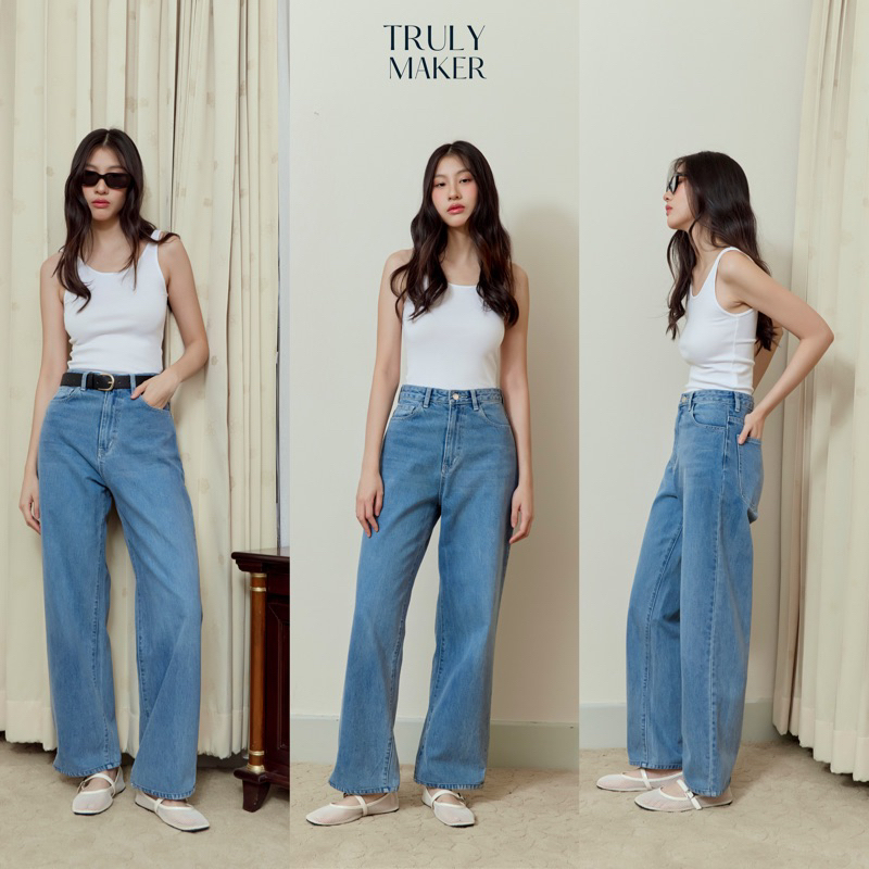 Trulymaker-Comfy jeans 02 high-waist baggy jeans กางเกงยีนส์ทรงกระบอกเอวสูงใส่สบาย