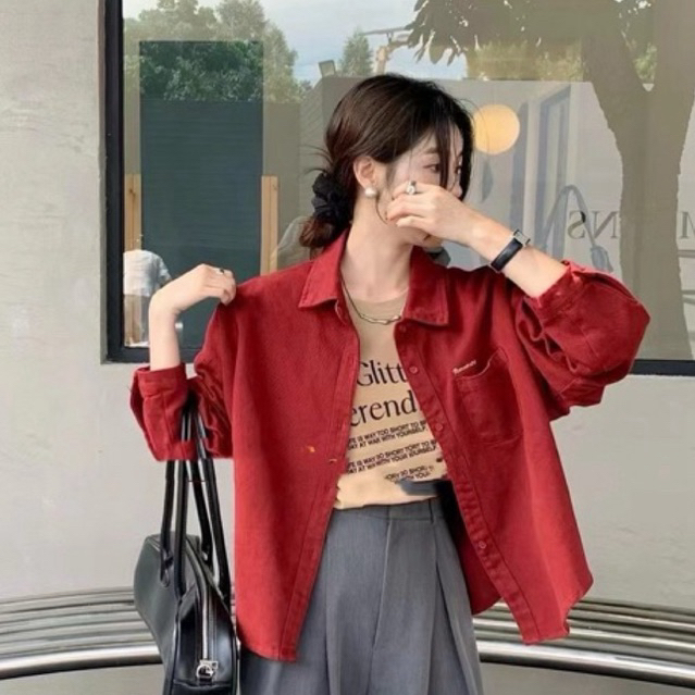 รุ่นใหม่!!! เสื้ิอแจ๊คเกตใส่คลุม ใส่ทำงาน สีเอิร์ธโทน มินิมอล ผ้ายีนส์cotton ทรงสวย งานตัดพรีเมี่ยม wanwanclothing