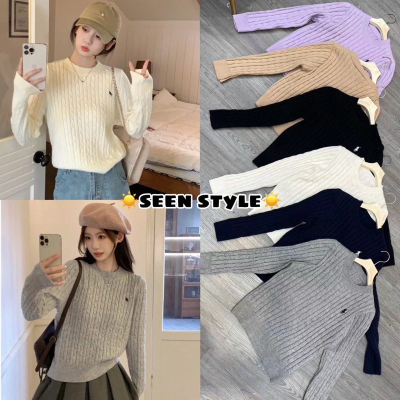 𝒔𝒆𝒆𝒏 𝒔𝒕𝒚𝒍𝒆 - พร้อมส่ง สเวตเตอร์คอกลมแบบสวม (ปักอก)
