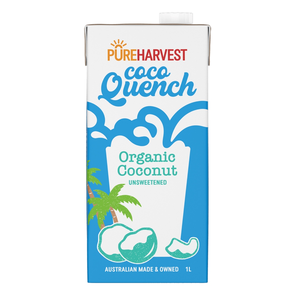 PureHarvest Organic CoCo Quench Coconut Milk 1 Liteเพียวฮาร์เวสต์ ออร์กานิค โคโค่ ควิ้นซ์ เครื่องดื่มมะพร้าวผสมข้าวกล้อง