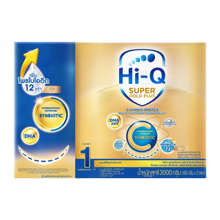 นมผง ไฮคิว ซูเปอร์โกลด์ พลัส ซี-ซินไบโอโพรเทก (สูตร1) 3000กรัม Hi-Q Super Gold Plus C