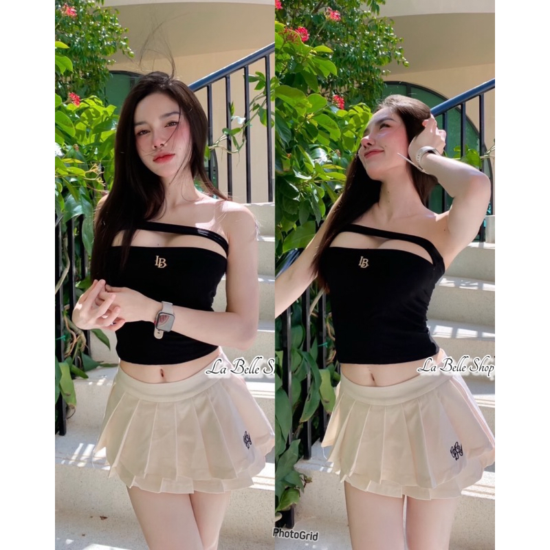 mnv_shop เสื้อเกาะอก ปาดหน้าอาไหล่LB ดีเทลสุดเก๋ แช่บมากก