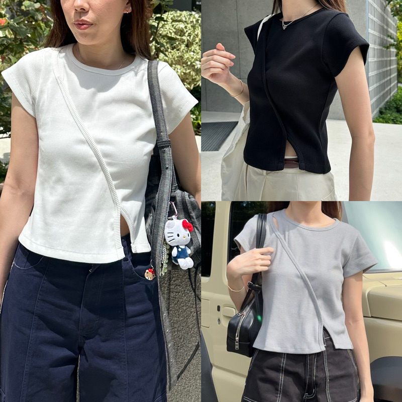 Chalkandcheese - Pie tshirt เสื้อยืดดีเทลต่อผ้าแนวเฉียงข้างหน้า