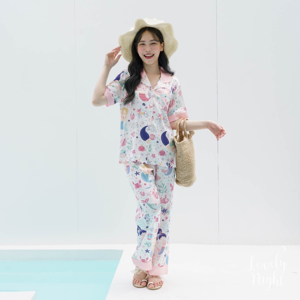 D26 ชุดนอน LovelyNight แขนสั้น-ขายาว Pretty Mermaid