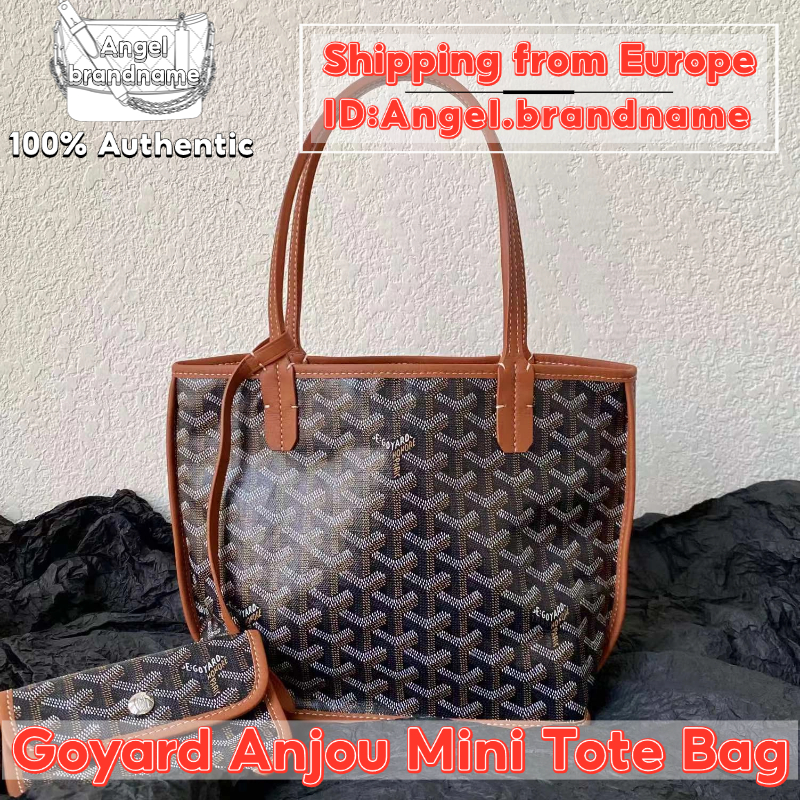 Shopee ถูกที่สุด💯ถุงของแท้👜Goyard Anjou Mini Tote Bag Brown กระเป๋าสะพายคลาสสิก ขายร้อนทั่วโลก