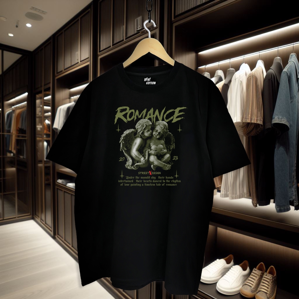 (พร้อมส่ง) เสื้อยืด  ROMANCE  ผ้าCotton 100% [H180]