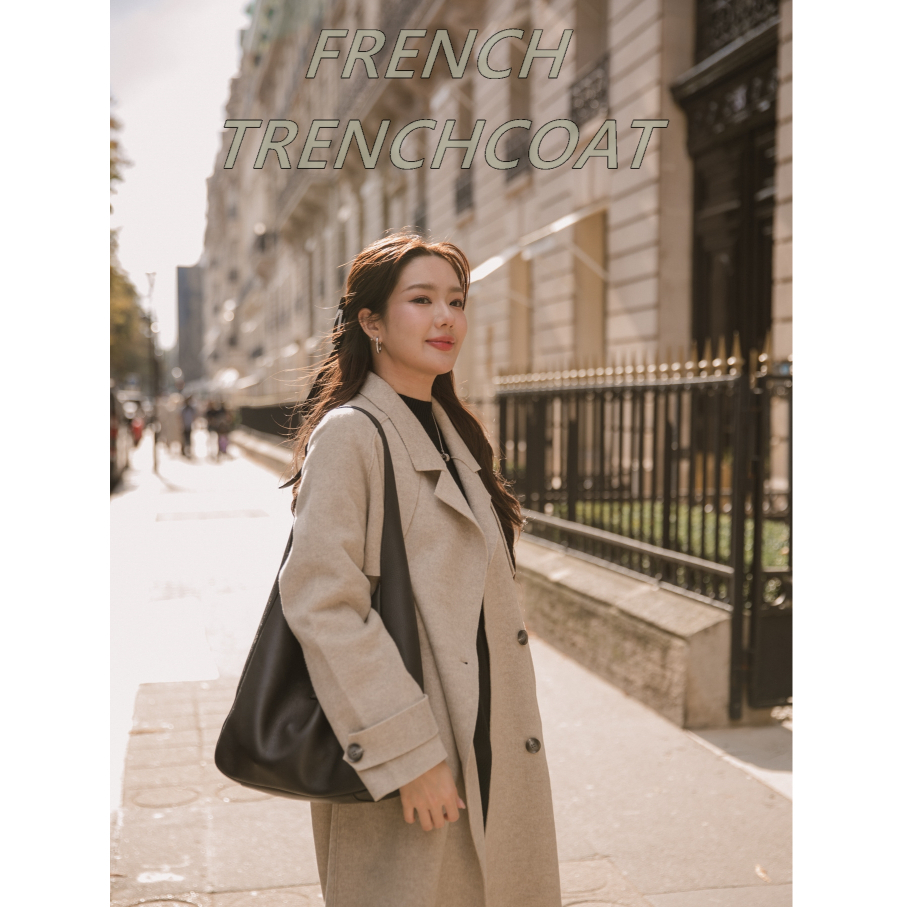 FRENCH trenchcoat เทรนโค้ทรุ่นขายดี สีเบจ พร้อมส่งนะคะ