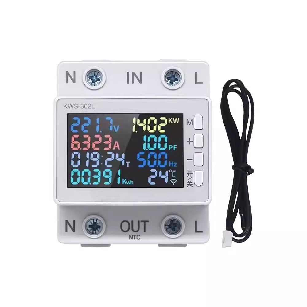 ZHICHENG ดิจิตอล KWS-302 แอมป์มิเตอร์มัลติฟังก์ชั่นแรงดันไฟฟ้า 170-300V / 63A พร้อมระบบป้องกันแรงดั