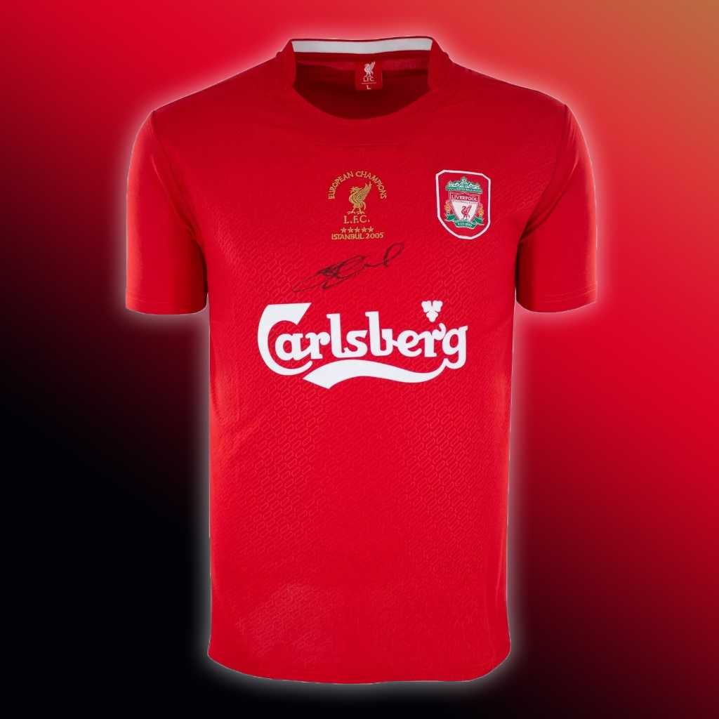 เสื้อ Liverpool Istanbul 2005 UCL Champions Limited Edition ลายเซ็น Steven Gerrard (เซ็นด้านหน้า)