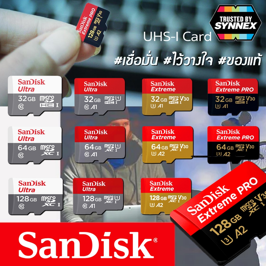 Sandisk Memory Card MicroSD  32GB 64GB 128GB Classic 10 Ultra A1 A2 U3 Extreme  Extreme Pro
