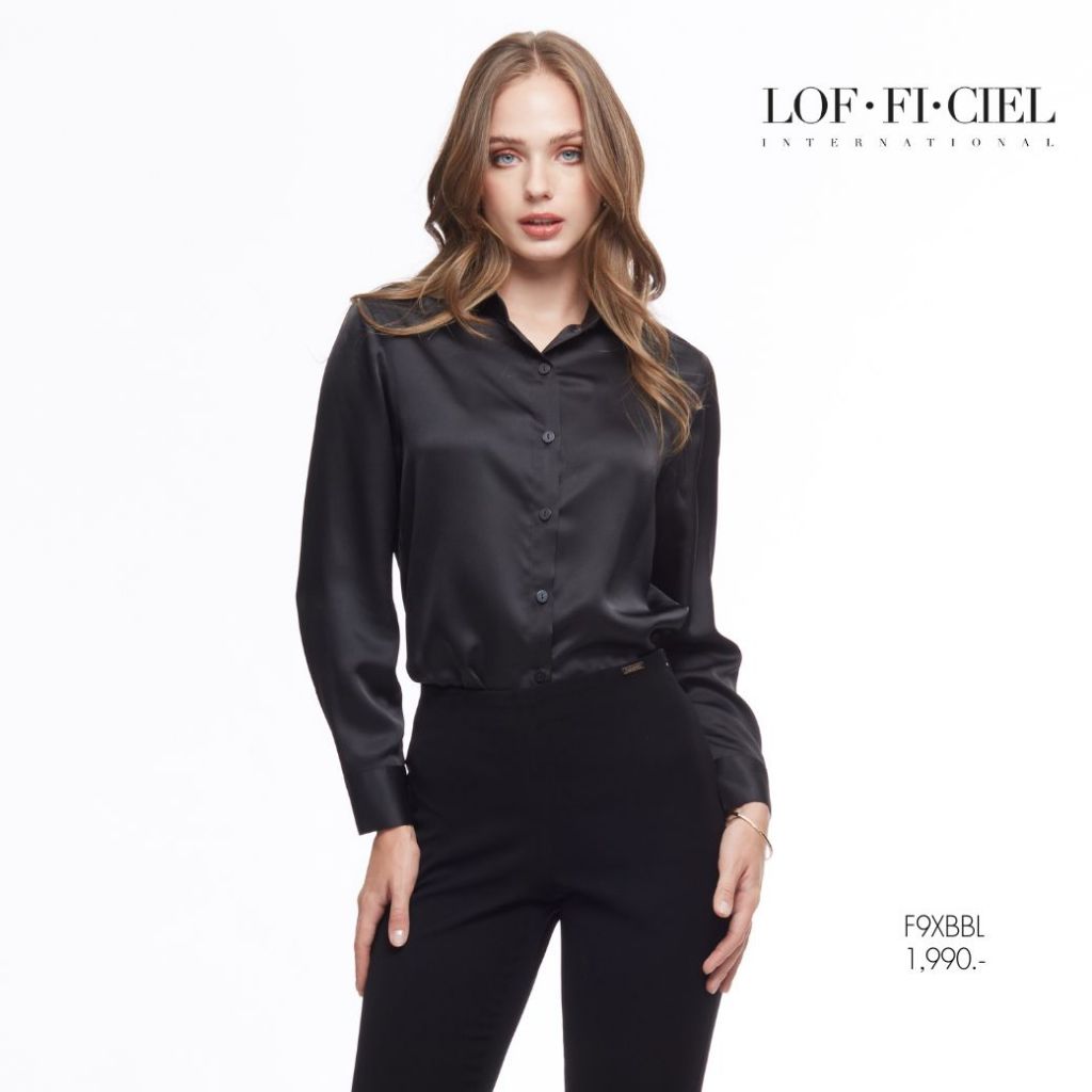 LOF-FI-CIEL เสื้อเชิ้ต เนื้อผ้า silk-satin สีดำ F9XBBL