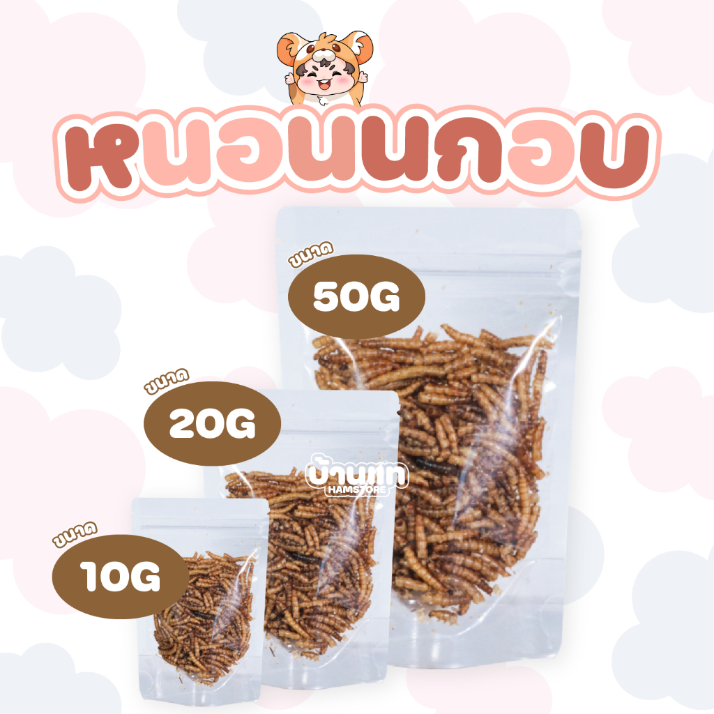 (ลดพิเศษ) หนอนนกอบแห้ง อาหารทานเล่น แหล่งโปรตีนสำคัญของสัตว์เลี้ยง สัตว์ฟันแทะทานได้ ชูก้าร์ แฮมสเตอร์ อื่นๆ