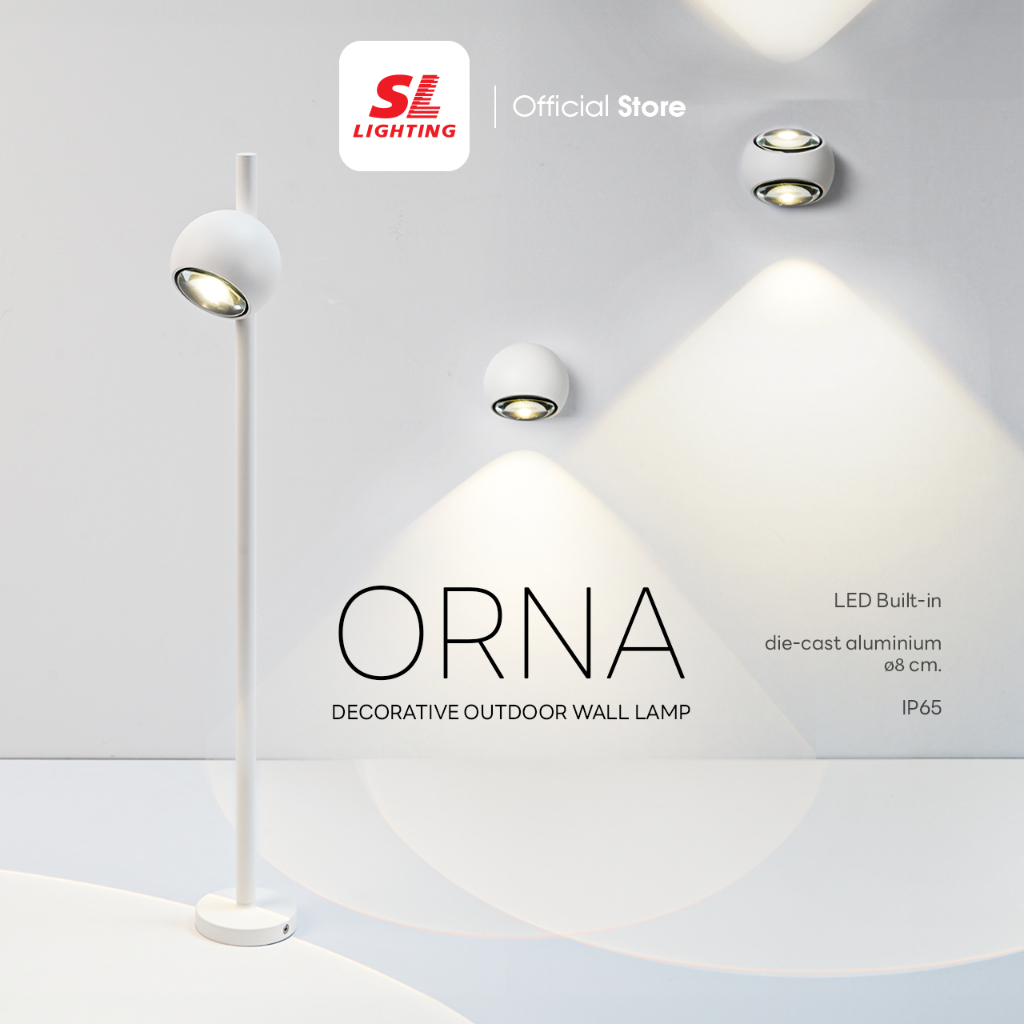 SL LIGHTING | Outdoor Wall Lamp ORNA Series โคมไฟติดผนังภายนอกและโคมไฟเสาสนาม LED รุ่น ORNA-30K-WH