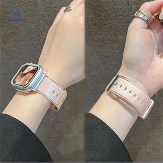 เจลลี่ สายซิลิโคนสำหรับสายนาฬิกา Apple Watch อัลตร้า2 44 40 45 41 46 49มม.สร้อยข้อมือกีฬา for Series 11 10 9 8 7 6