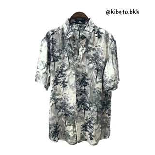 Kibeto เสื้อฮาวาย ลายป่า สีเทา ผ้าสปันเรยอน เนื้อนิ่ม ใส่สบา…