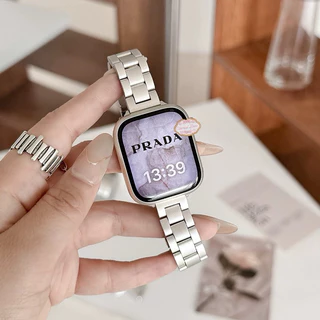 สายสแตนเลสสตีลอินเทรนด์โซ่โลหะสำหรับสาย smart watch11 10 8 7 se 6 5 4 3 watch band บุคลิกภาพ สายนาฬิกา stain