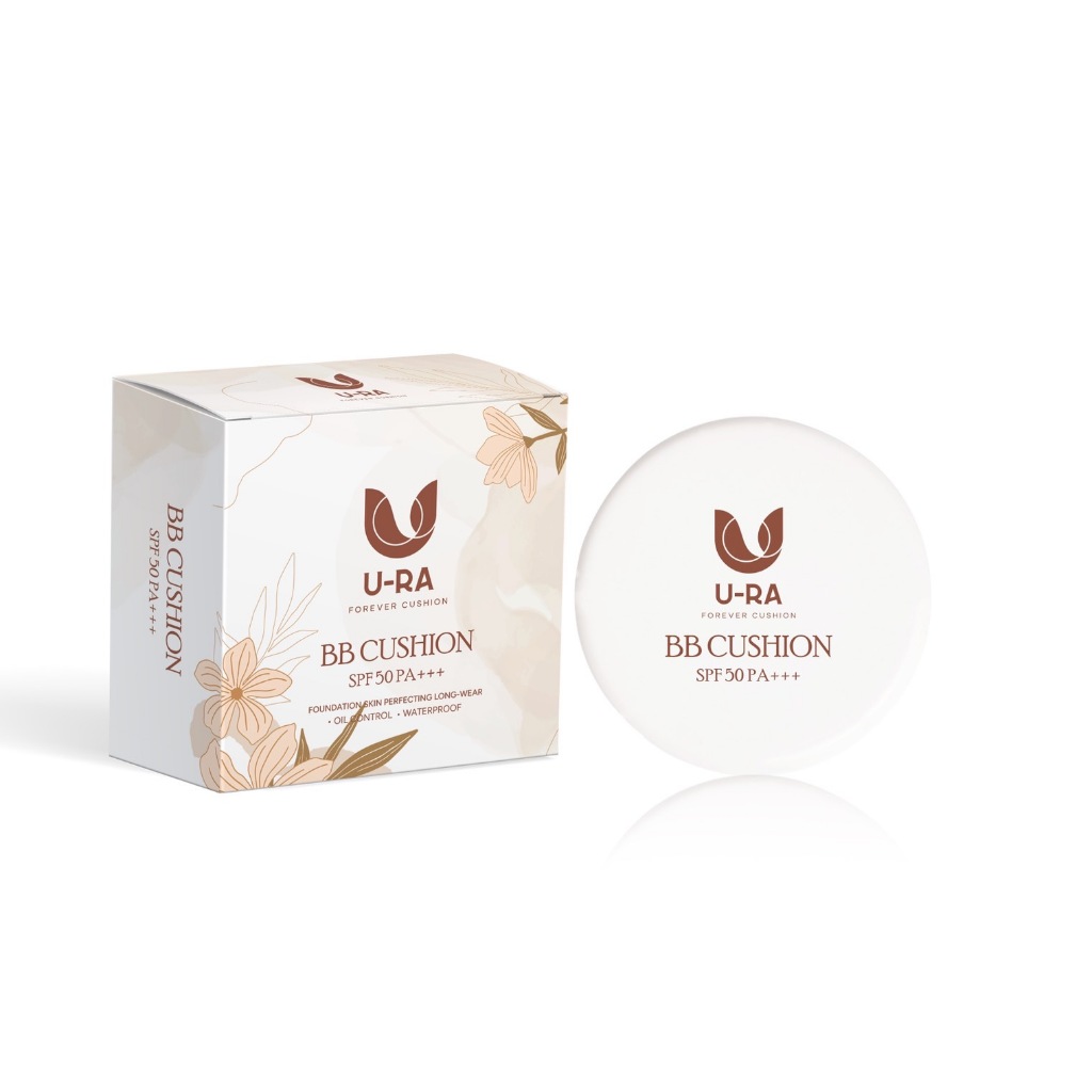 คุชชั่น U-RA บีบี SPF50 PA+++ สัมผัสบางเบา ปกปิดเรียบเนียน เข้ากับสีผิว คุมมัน กันน้ำ กันเหงื่อ