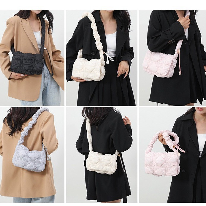พร้อมส่งในไทย📌BAG-PLY🪅กระเป๋าสะพายข้าง กระเป๋าก้อนเมฆ สไตล์เกาหลี ปรับระดับได้ ผ้าไนล่อน มีซิป มาใหม่นิ่มมาก 🪅