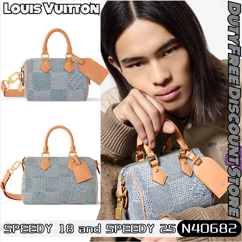 💼LV Louis Vuitton SPEEDY 18 BANDOULIÈRE Crossbody Bag หลุยส์วิตตอ✨กระเป๋าผ้ายีนส์/กระเป๋าถือ N40682