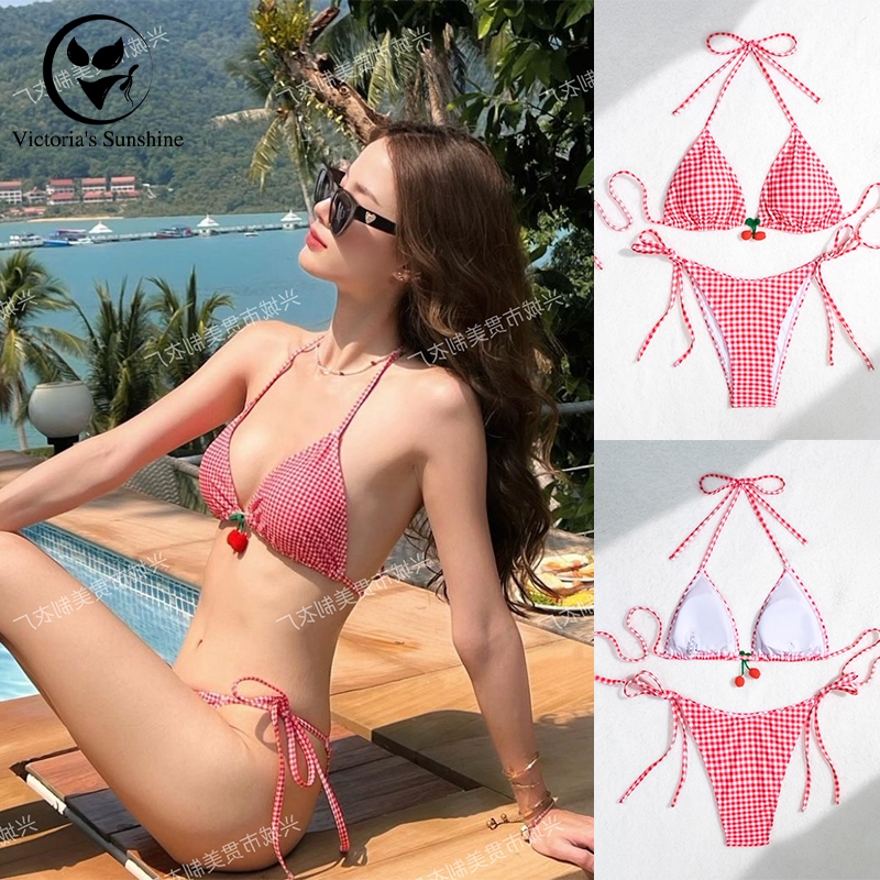 Victoria's Sunshine✨ชุดว่ายน้ําบิกินี่ เซ็ท sexy bikini two pieces โชว์หลัง มีฟองน้ำ