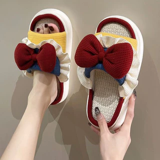 🎀เพิ่มสีใหม่🎀(SH-1-14) รองเท้าแตะลินินญี่ปุ่น รองเท้าใส่เดินในบ้าน สลิปเปอร์ slippers แบบหนา นิ่มใส่สบาย กันลื่น น่ารัก