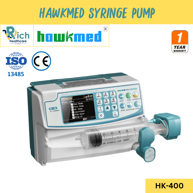 Hawkmed Syringe Pump เครื่องควบคุมการให้สารละลายด้วยกระบอกฉีดยา HK-400 [รับประกันตัวเครื่อง 1 ปี]