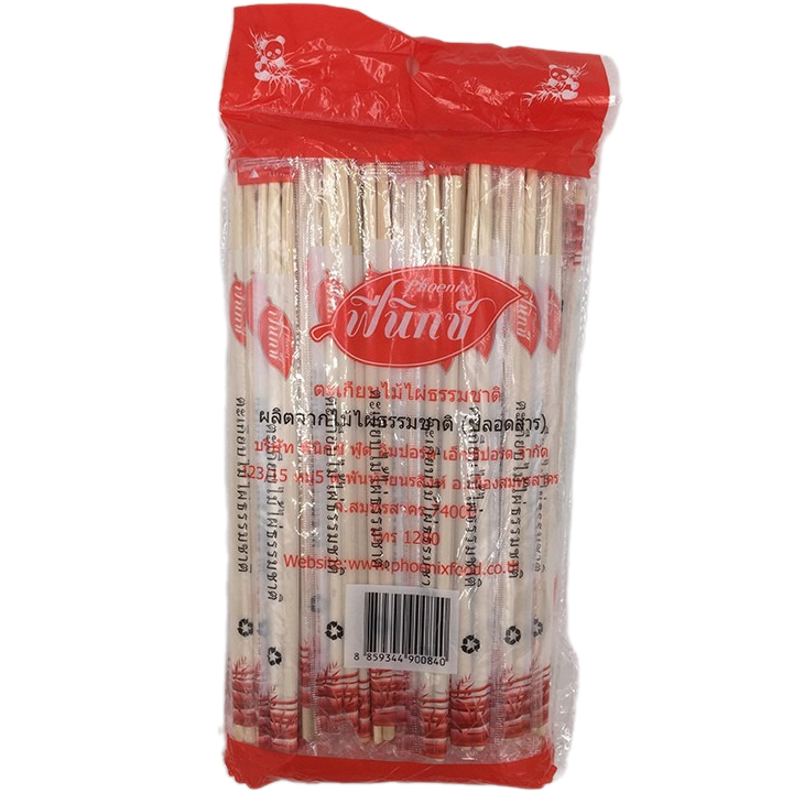 ตราฟีนิกซ์ ตะเกียบ ไม้ไผ่ธรรมชาติ 50 คู่ สีแดง