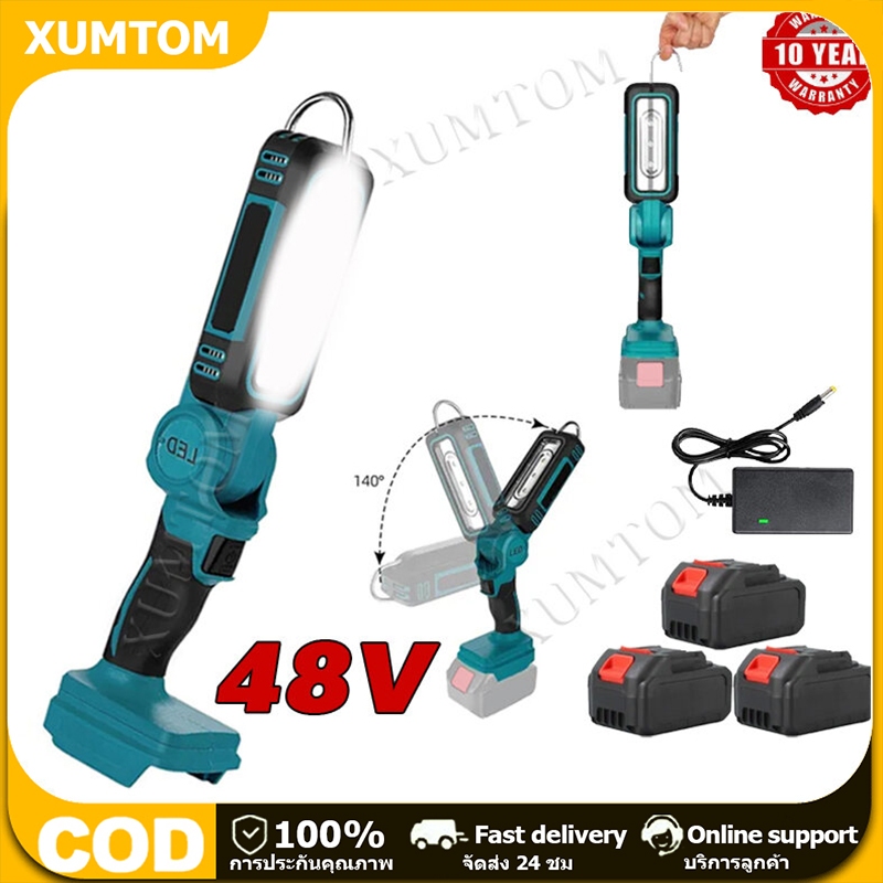 สินค้าจุด ไฟ LED ทำงานไร้สาย 48V แบตเตอรี่ลิเธียม Floodlight Spotlight ไฟตั้งแคมป์ สำหรับ ใช้สำหรับ Makita แบตเตอรี่