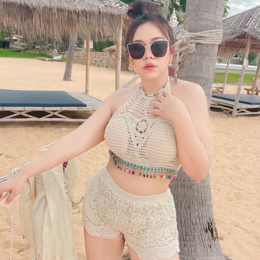 Plus size hot บราถักตุ้งติ้งอกใหญ่ สาวอวบใส่สวยแซ่บเวอร์ อก 36ถึง46 **เฉพาะบรา** B68
