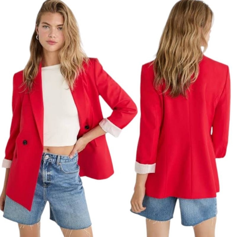 Stradivarius : Red  Slim fit double-breasted Blazer