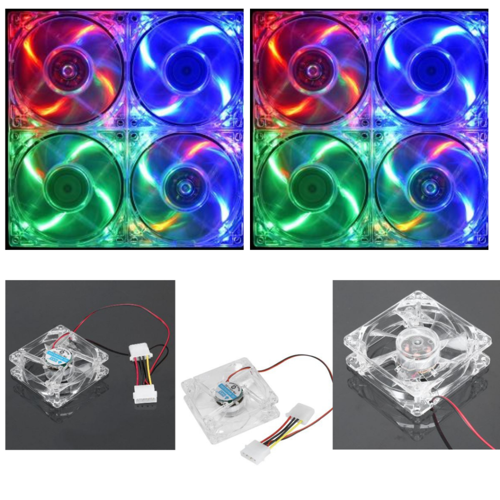 พัดลมคอมพิวเตอร์ พัดลมระบายความร้อน แบบมีไฟ LED 8X8ซม. รุ่น8025 (ส่งจากประเทศไทย)