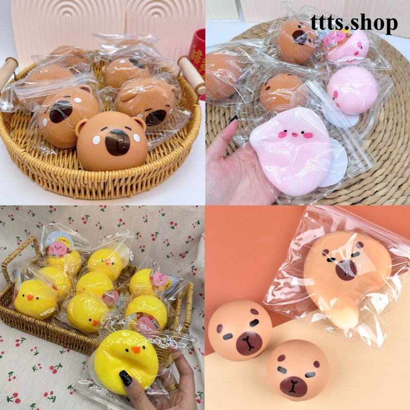(พร้อมส่ง) ทาบะสกุชชี่ สกุชชี่หนึบ คาปิบาร่า Capybara หมู ของเล่น คลายเครียด บริหารมือ