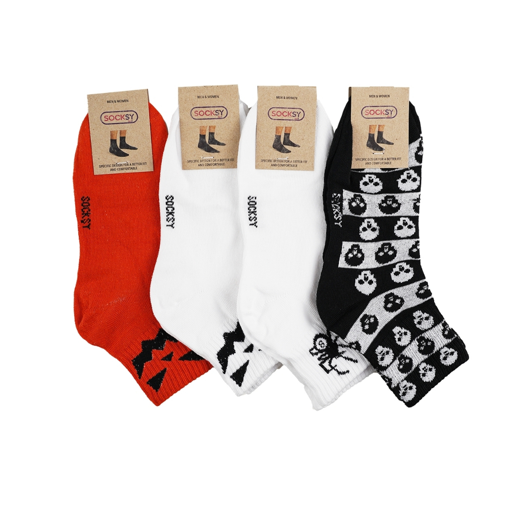 Socksy ถุงเท้าแฟชั่นลายฮาโลวีน ความยาวคลุมข้อเท้า (แพ็ค 4 คู่) รุ่น RC-0865
