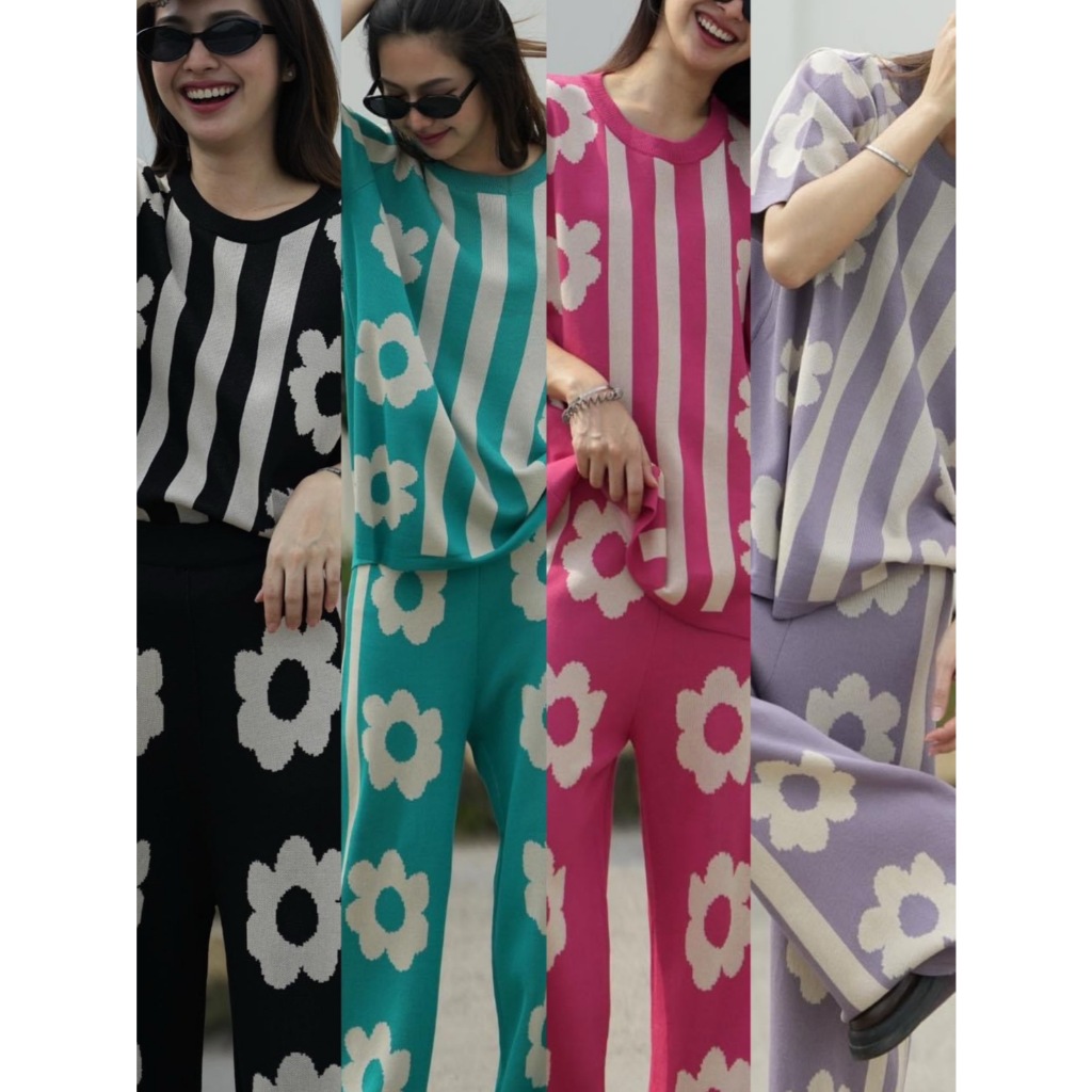 Sister flower set (590.-) เซตคอกลมลายดอกไม้สุดน่ารัก เนื้อผ้าดีพรีเมียม