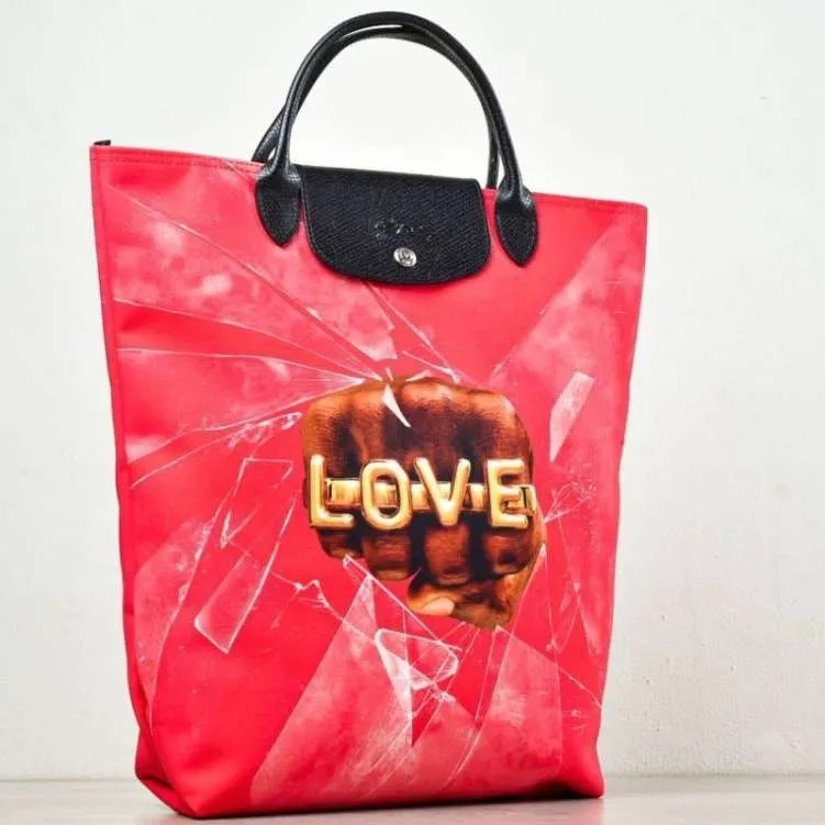 พร้อมส่ง * Longchamp x Toiletpaper Cabas (Tote M) สี Red